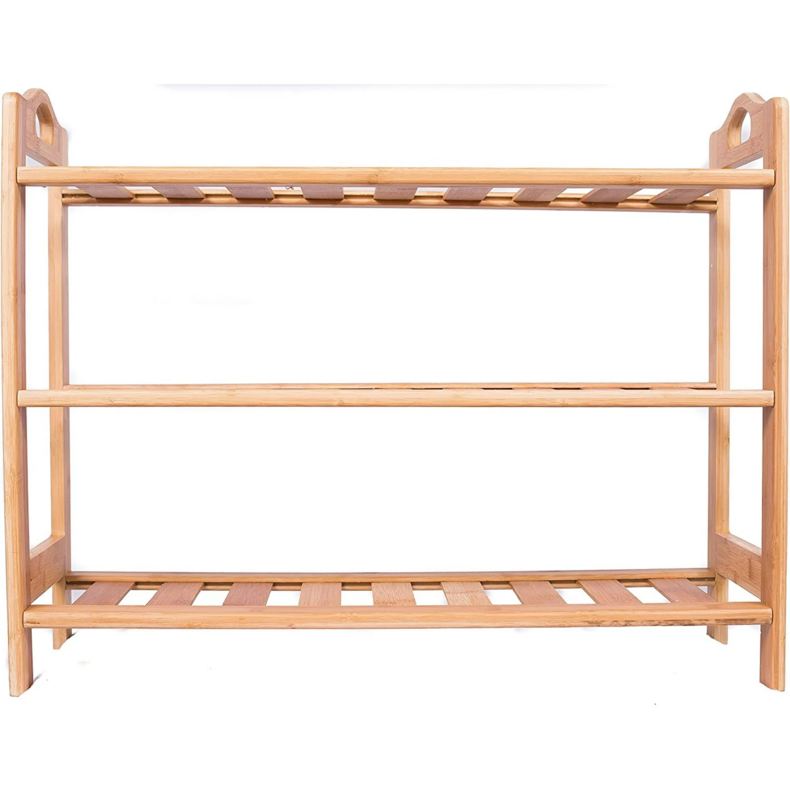 3 Tiers Bamboo Shoe Rack Storage Organiser Wooden Shelf Stand Shelves