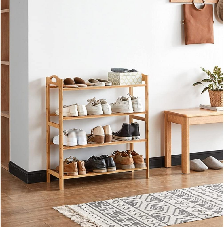 3 Tiers Bamboo Shoe Rack Storage Organiser Wooden Shelf Stand Shelves