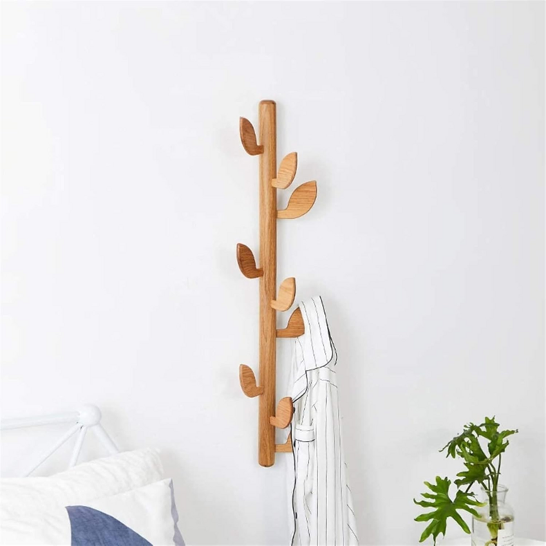 Coat Racks Wall Mounted Wood Coat Rack,Handcraft Tree Leaf Heavy Duty Peg Rack 6/9 Hooks for Jacket Hat Umbrella Scarf Bags