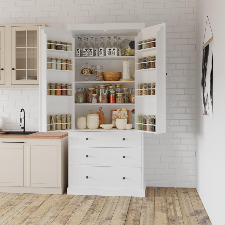 Kitchen storage cabinets freestanding wood pantry