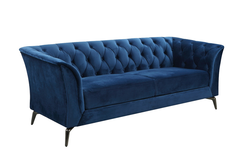 Blue Fabric Loveseat Sofa