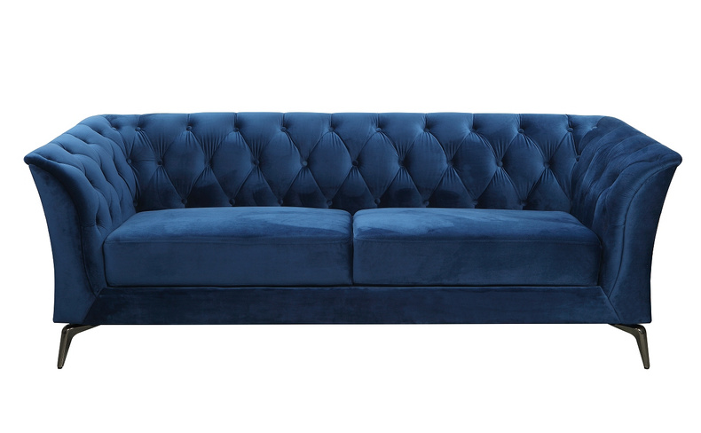 Blue Fabric Loveseat Sofa