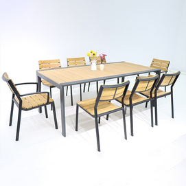 Teak wood aluminum alloy frame outdoor table and chair