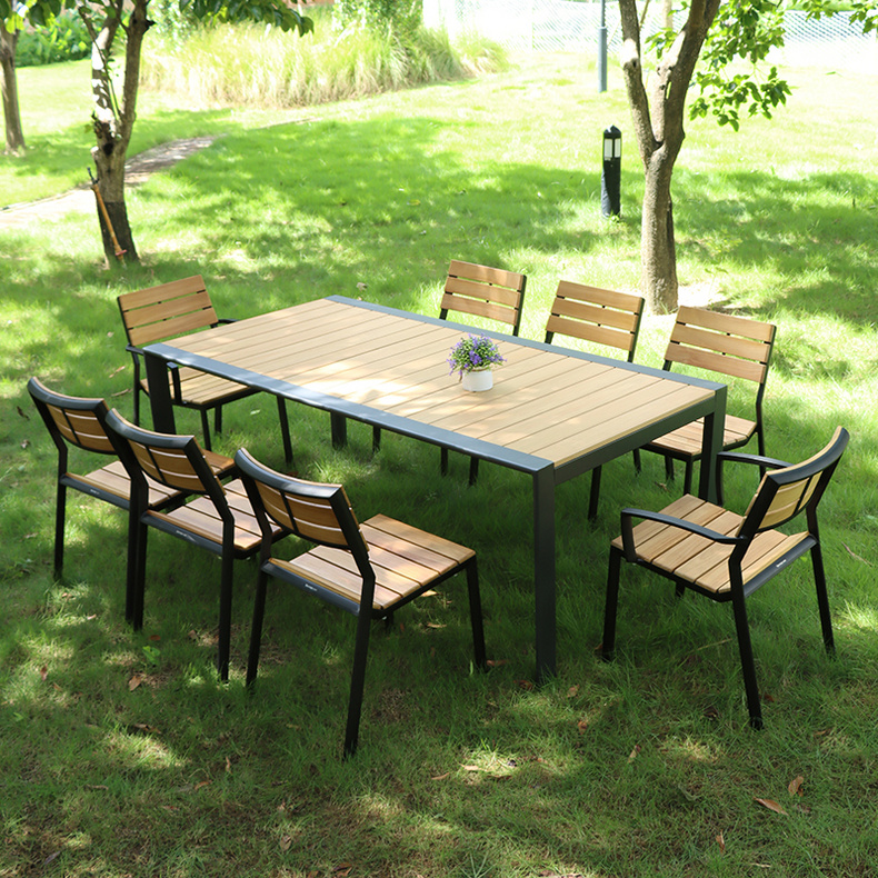 Teak wood aluminum alloy frame outdoor table and chair