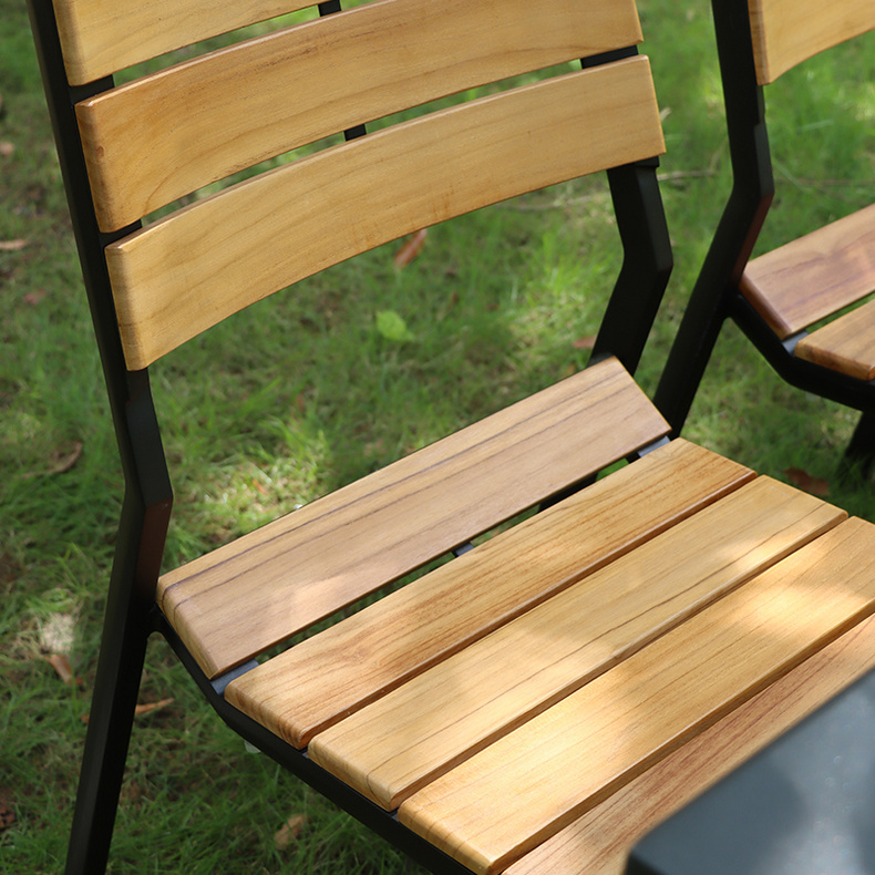 Teak wood aluminum alloy frame outdoor table and chair