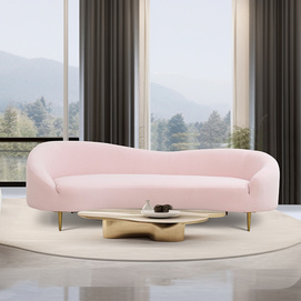 2143 high quality modern design tufted velvet sofa boucle curved couch sofa with metal leg