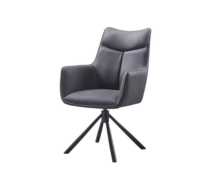 High Grade First Layer Leather Black Dining Chair