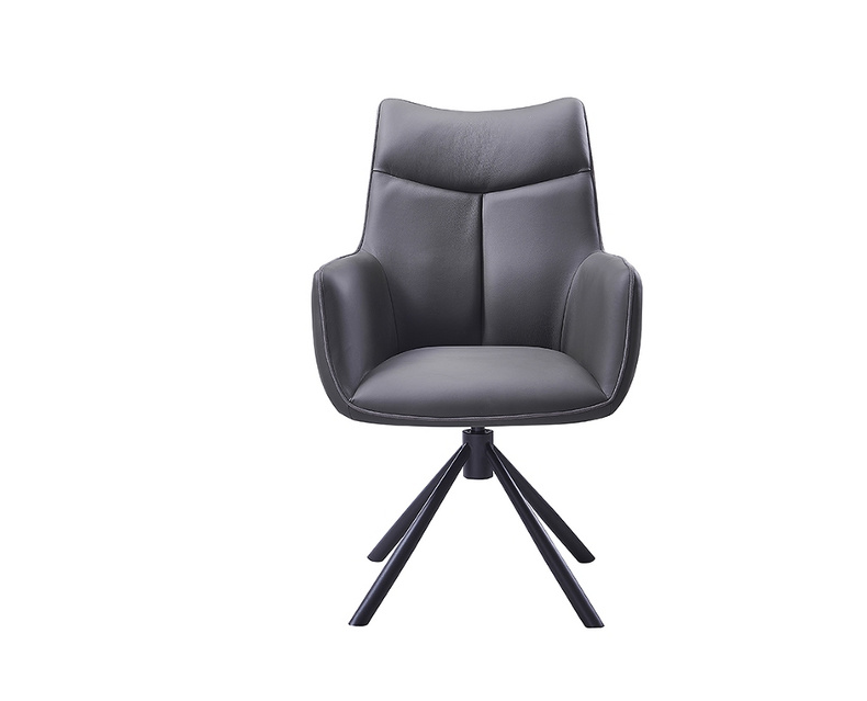 High Grade First Layer Leather Black Dining Chair