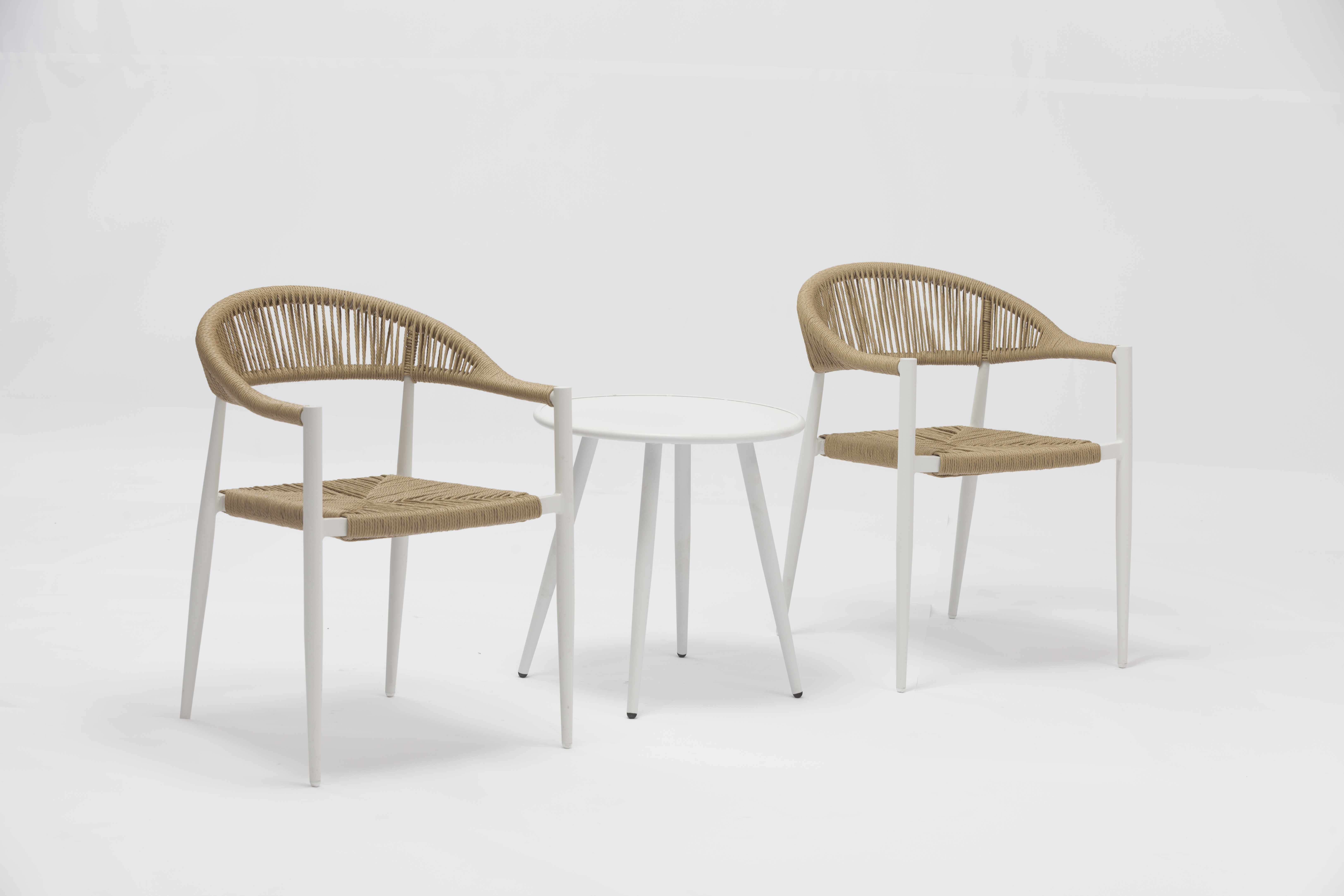 Almelo alum rattan arm chair & Tallinn Alum table-AD602001-1+AD939006-DIA90