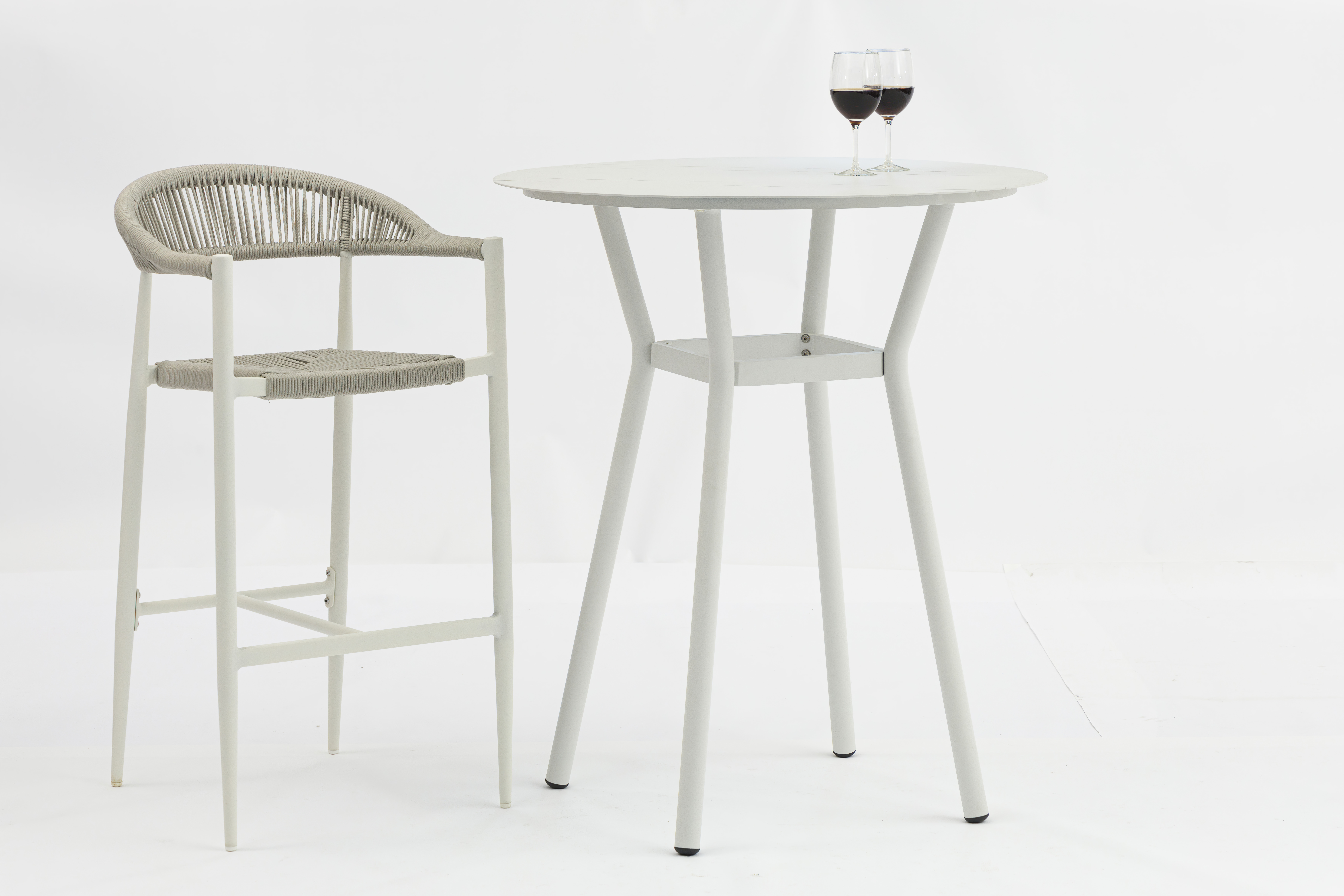 Almelo alum rattan bar chair with armrest-"T"foot K/D-AD602001B