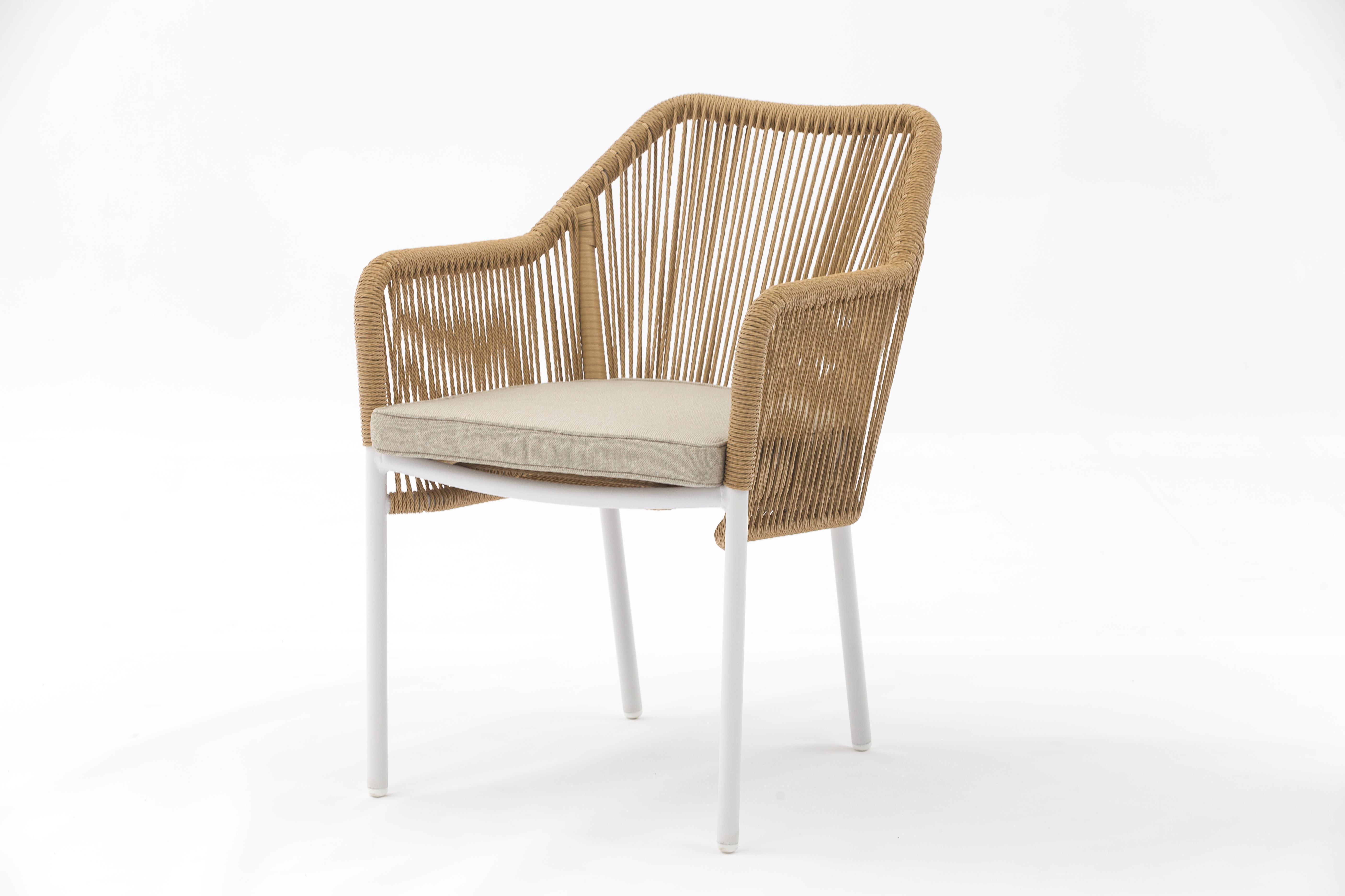 Wales Outdoor dining stackable aluminum rattan bistro wicker chair polyester cushion - AD692029R