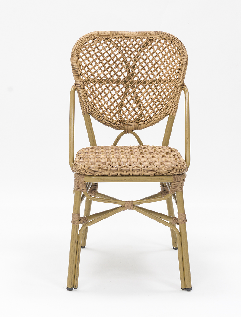 Outdoor dining stackable aluminum rattan bistro wicker chair-AD642312-1