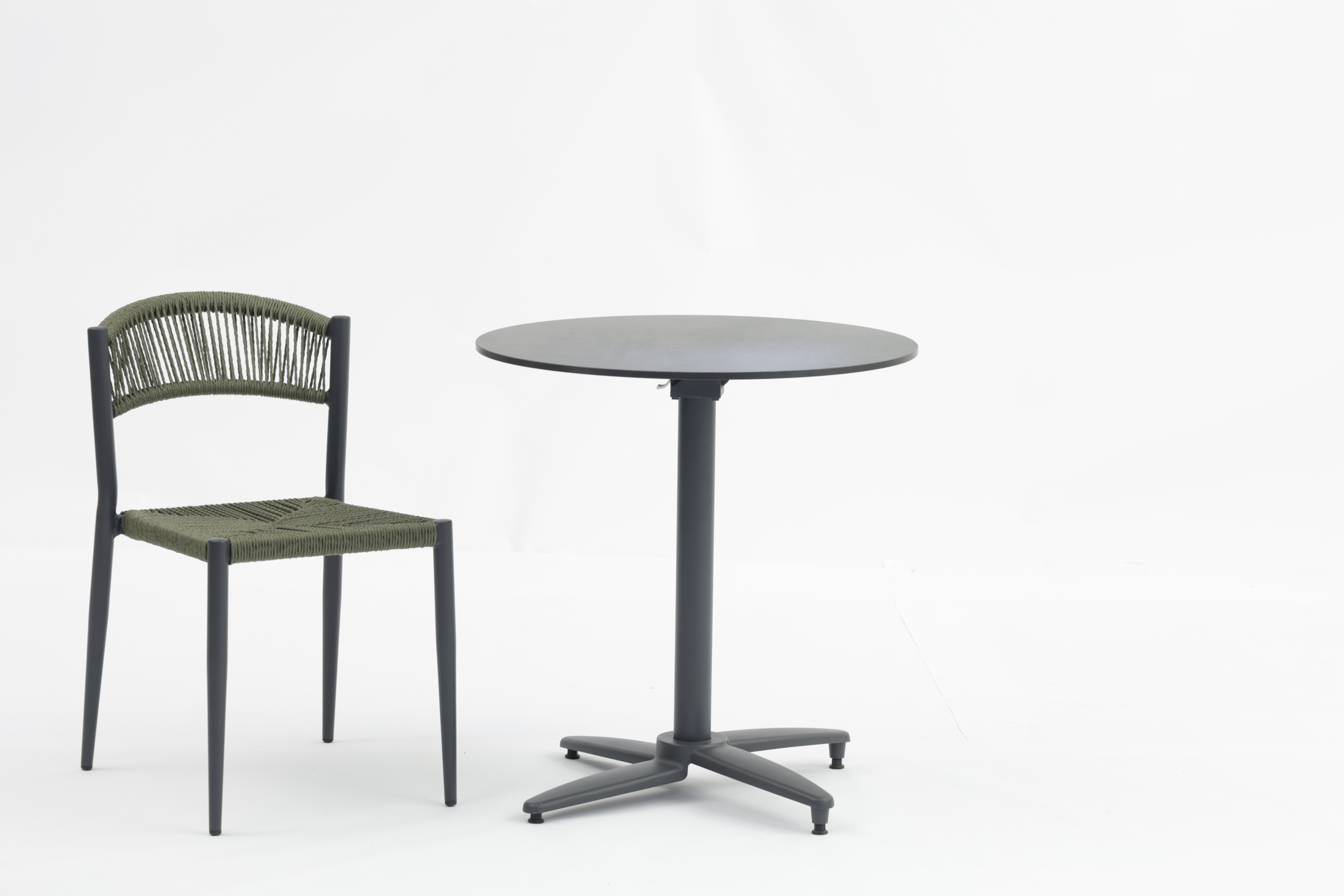 Metal dining restaurant round or cross shape cast Alum table base With HPL Table Top- AD751017