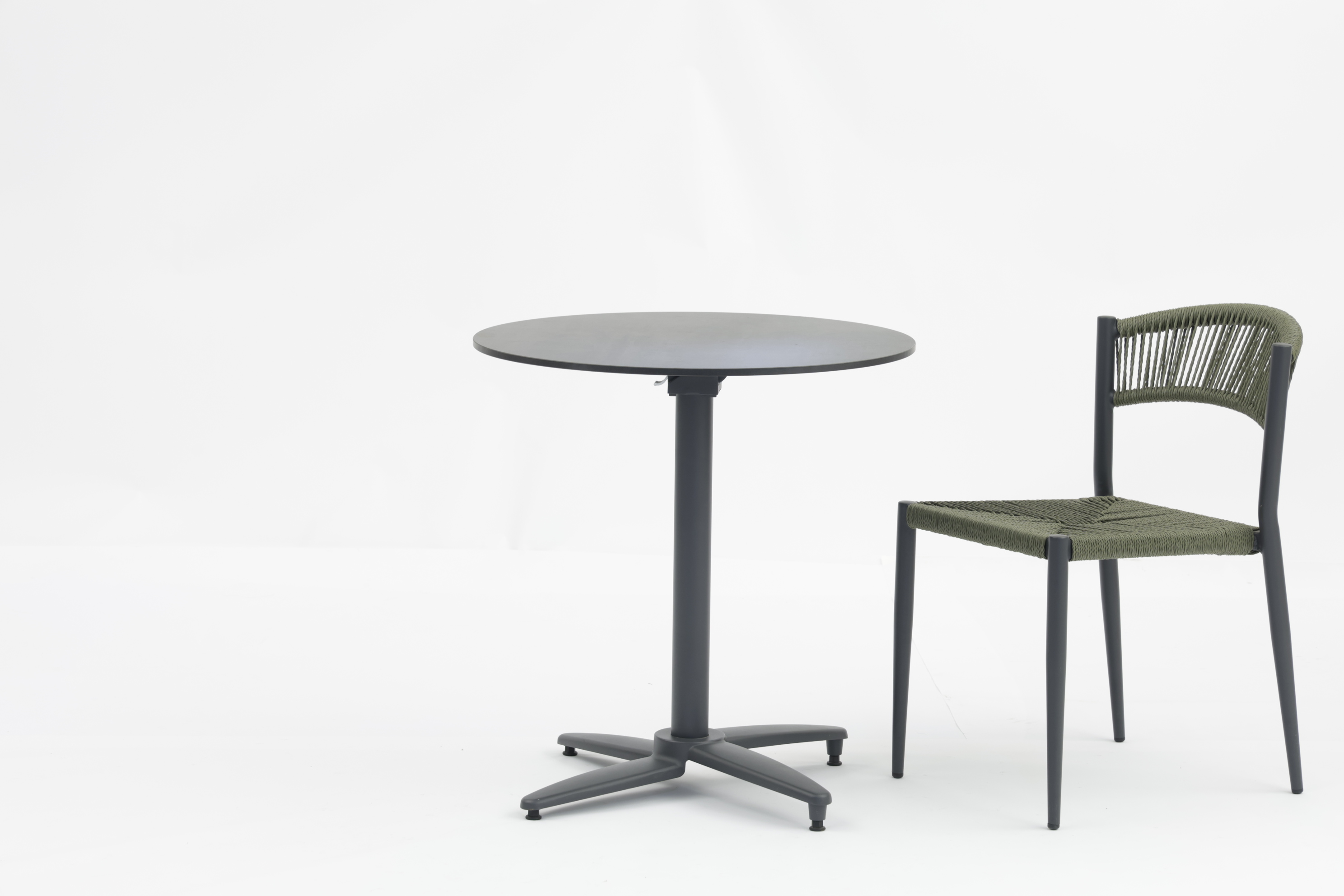 Metal dining restaurant round or cross shape cast Alum table base With HPL Table Top- AD751017