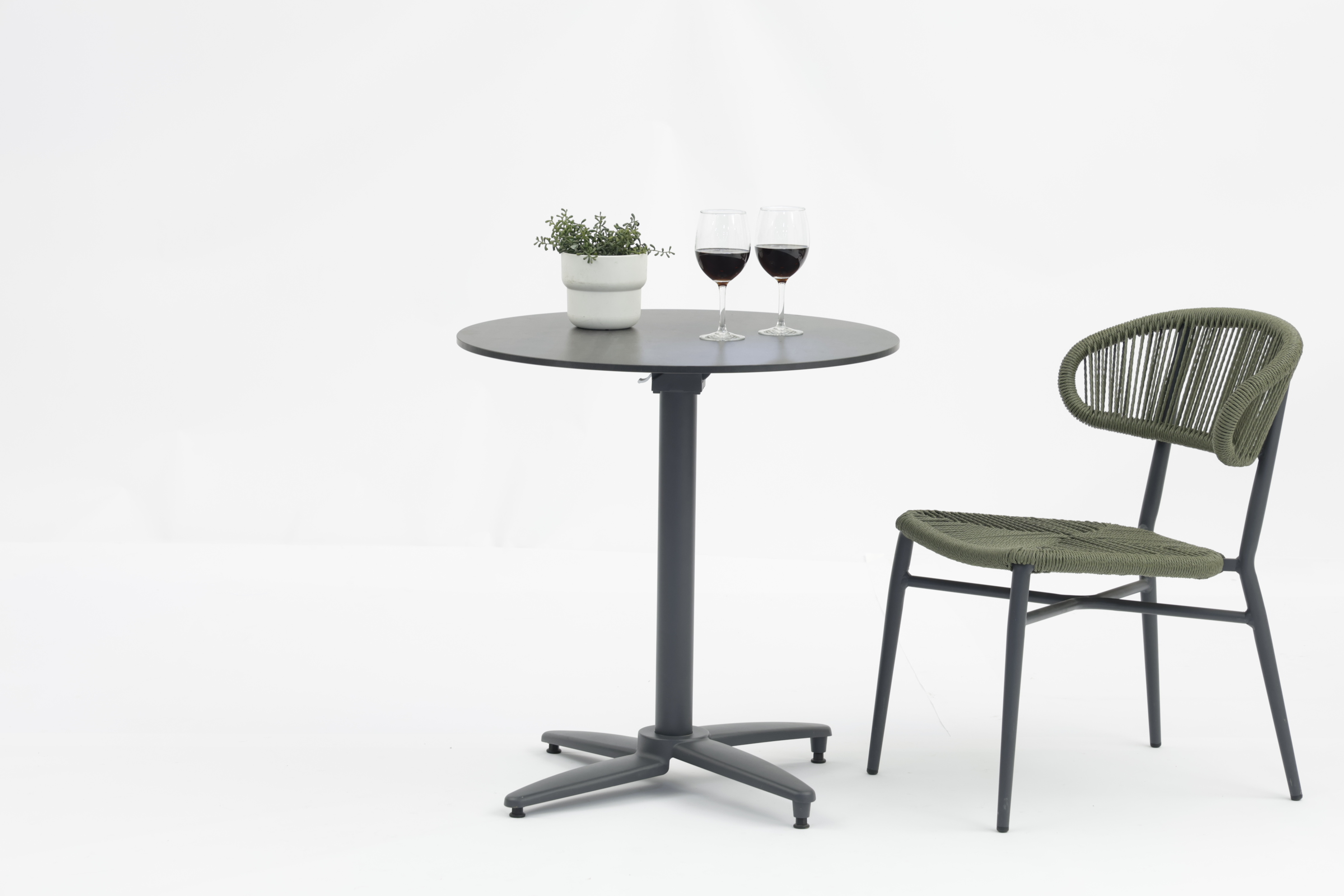 Metal dining restaurant round or cross shape cast Alum table base With HPL Table Top- AD751017