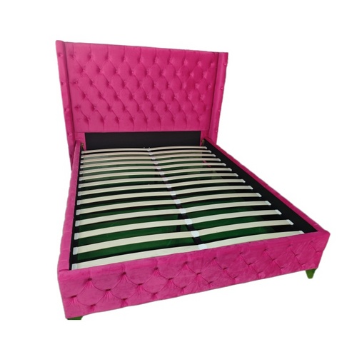 Huayang Customized China Pink Flat Wholesale Fabric Luxury Bed Home Bedroom Furniture