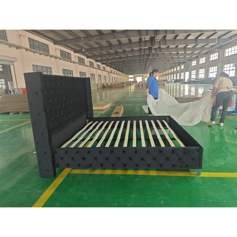 Huayang Customized China Pink Flat Wholesale Fabric Luxury Bed Home Bedroom Furniture