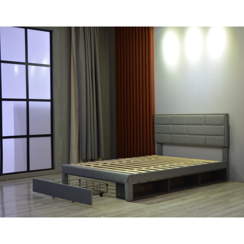 Huayang OEM Bedroom Furniture Customized Frame Queen Flat Bed with Storage Drawer