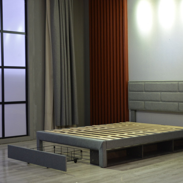 Huayang OEM Bedroom Furniture Customized Frame Queen Flat Bed with Storage Drawer
