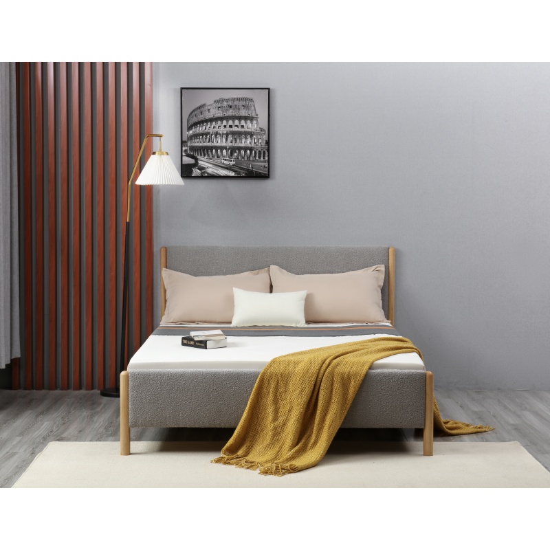 Huayang China Wholesale Modern Design Bedroom Set Fabric Grey Queen Size Bed