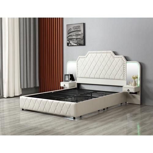 New Huayang Customized Hotel Fabric Bed Design Bedroom Furniture with Mirror