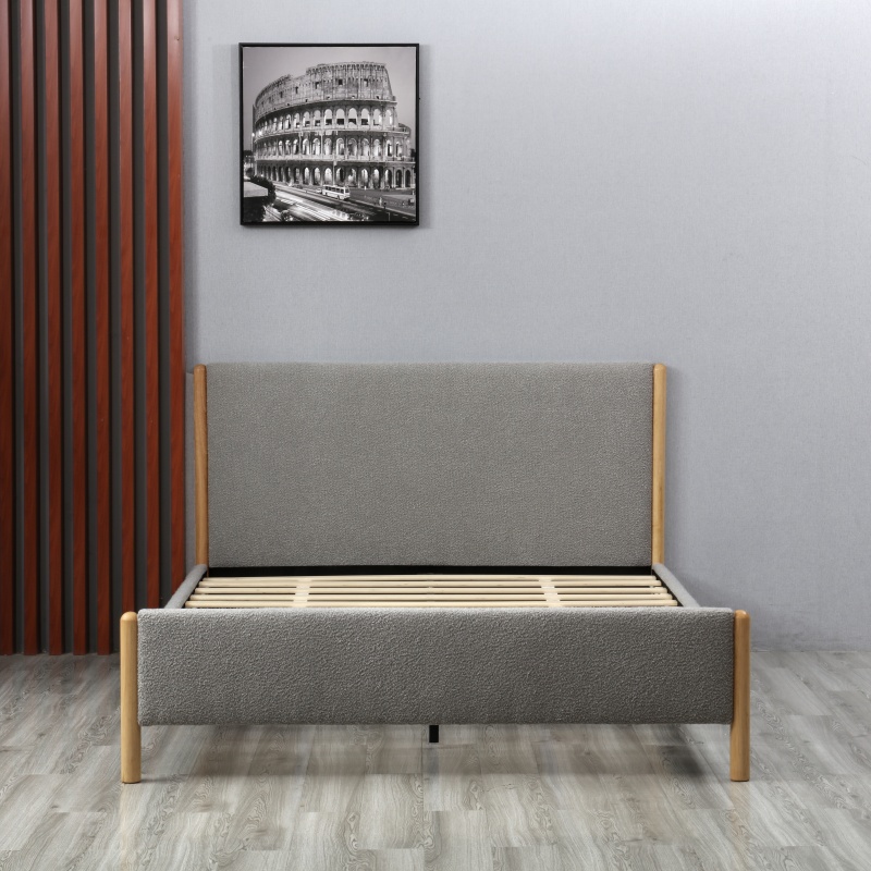 Huayang China Wholesale Modern Design Bedroom Set Fabric Grey Queen Size Bed