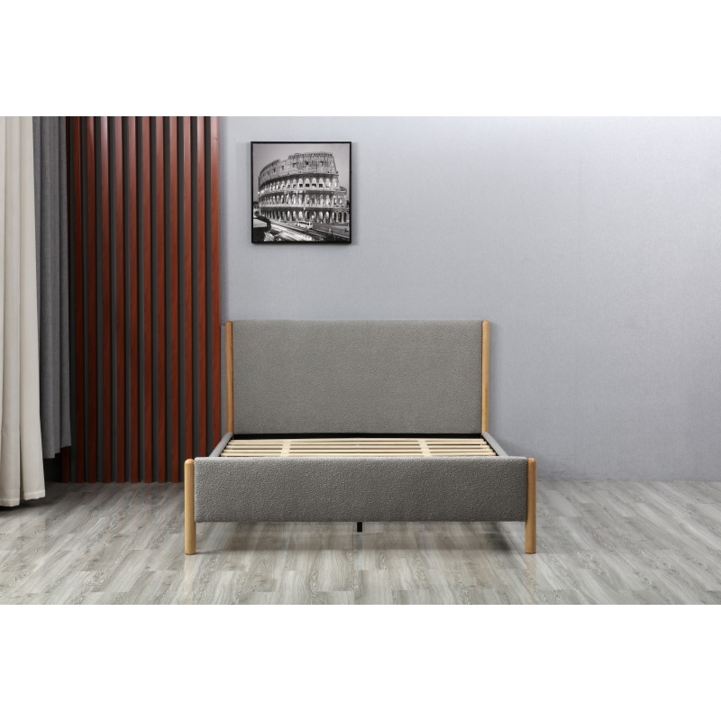 Huayang China Wholesale Modern Design Bedroom Set Fabric Grey Queen Size Bed