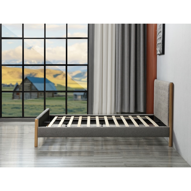 Huayang China Wholesale Modern Design Bedroom Set Fabric Grey Queen Size Bed