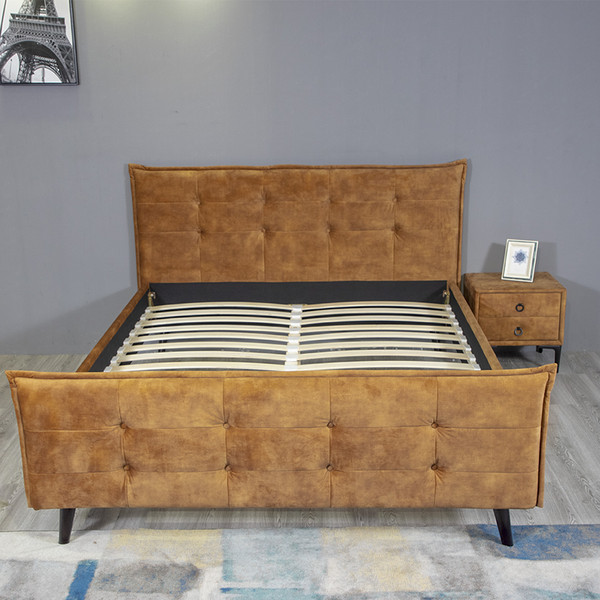 Huayang OEM Queen Size Upholstered Bed Bedroom Storage Bed Frame for Adult