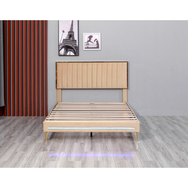 OEM Huayang Customized Frame Queen King Size Double Bedroom LED Bed SGS Factory Certification