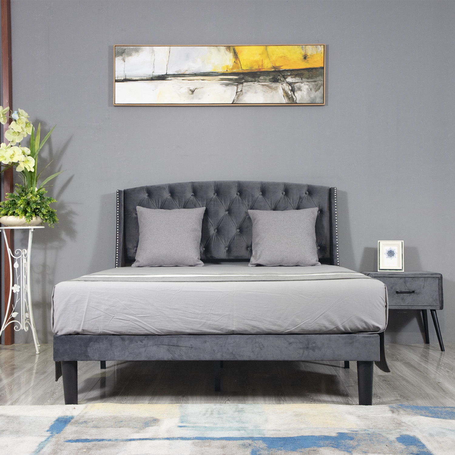 New Huayang Customized Hotel Bed King Size China Wholesale Wooden Furniture