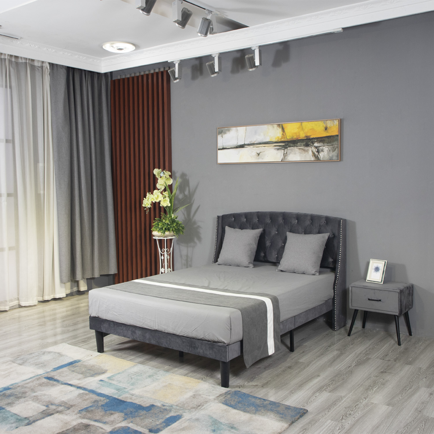 New Huayang Customized Hotel Bed King Size China Wholesale Wooden Furniture