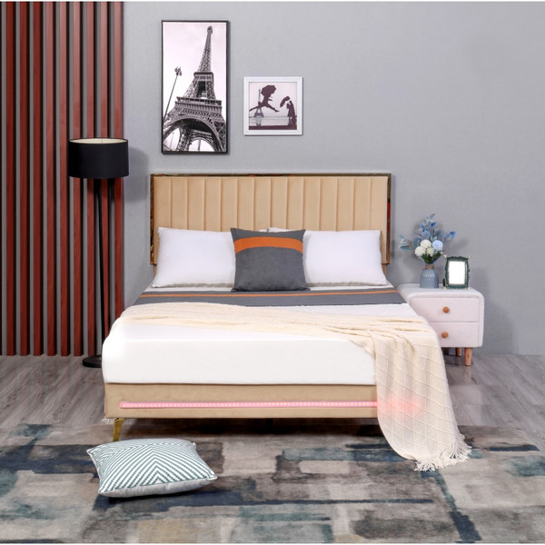 OEM Huayang Customized Frame Queen King Size Double Bedroom LED Bed SGS Factory Certification