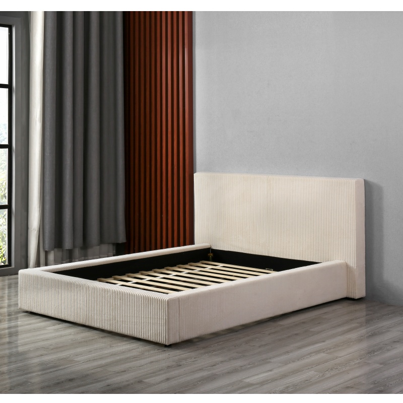 Huayang Wholesale Luxury Cuatomized White Elephant Fur High Headboard  Bed Frame