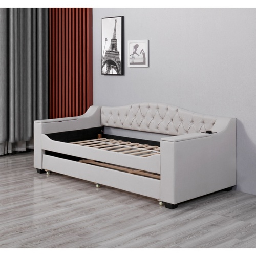 Customized Huayang Bed with Folding Cum Designs Wooden Chesterfield Storage Sofa OEM Wireless Charging with Charging Port