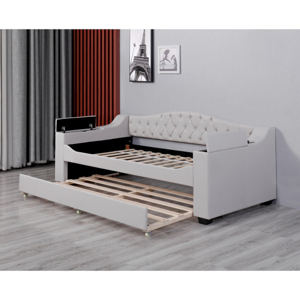 Customized Huayang Bed with Folding Cum Designs Wooden Chesterfield Storage Sofa OEM Wireless Charging with Charging Port