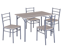 dining set includes 1 table with 4 chairs, strong metal tube and nice sonoma pattern PVC.