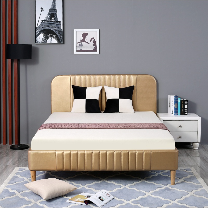Huayang Modern Design Bedroom Furniture PU Bed Upholstered Hotel Bed