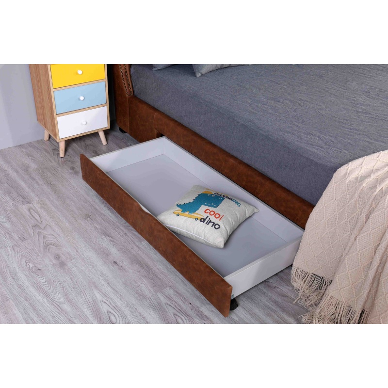 Huayang OEM Customized Beds with Drawers Storage King Retro Style PU Bed Frame for Adult