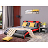Huayang Carton Customized Genuine Leather Double Black & Red PU Modern Bed Frame