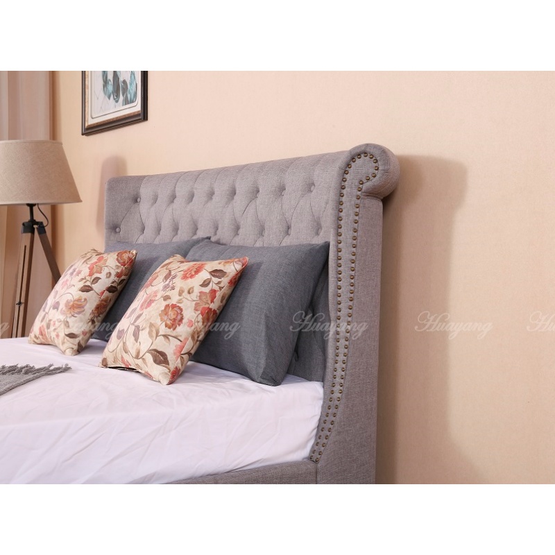 Huayang OEM Customized Beds with Drawers Storage King Retro Style PU Bed Frame for Adult