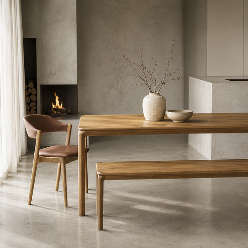 Reva Dining Table & Bench with Santino Dining Chair