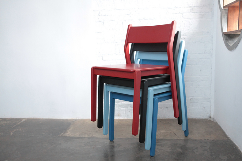PILAR Stacking Chair Red Blue Black